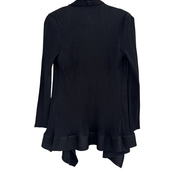 Armani Collezioni Womens Black Lace Stretch Fine Pleats Lapel Collar Cardigan S - Picture 2 of 7